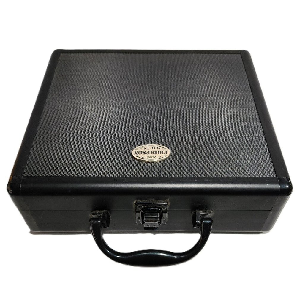 1915 Thompson & Co. Inc. Black & Silver Metal Travel Humidor Cigar & Acces Case